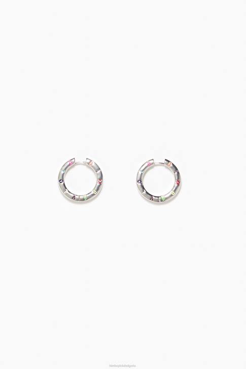 Bimba Y Lola обеци с халка с лого тъмно сребристо и многоцветно аксесоари 28R6R717