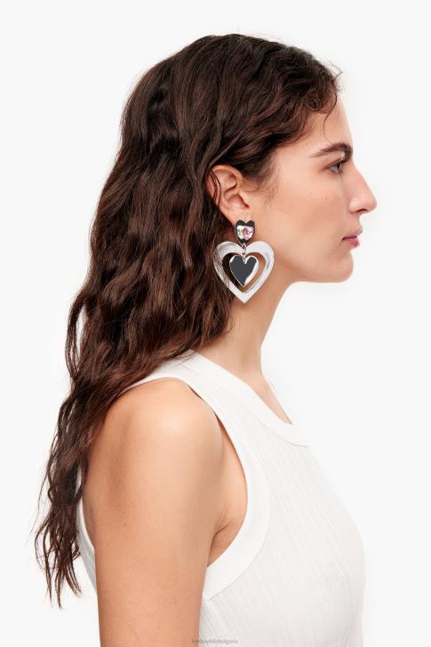 Bimba Y Lola обеци с кристали сърце сребро аксесоари 28R6R739