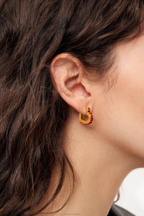 Bimba Y Lola обеци с кристали сърце червен аксесоари 28R6R779