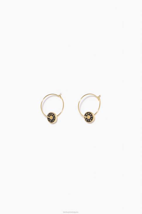 Bimba Y Lola емайлирани обеци с халки с лого черен аксесоари 28R6R827