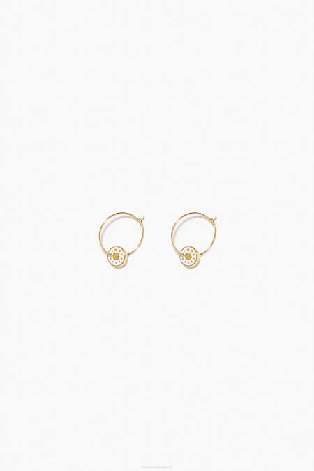 Bimba Y Lola емайлирани обеци с халки с лого аксесоари бяло 28R6R828