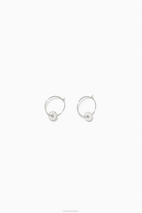 Bimba Y Lola емайлирани обеци с халки с лого бяло аксесоари 28R6R830