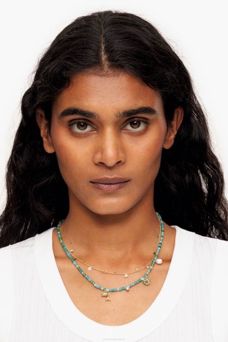 Bimba Y Lola късо колие делфин с тюркоазени камъни аксесоари златист 28R6R731