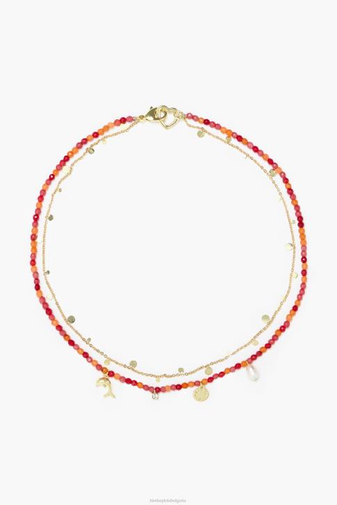 Bimba Y Lola колие делфин с къси камъни корал аксесоари 28R6R733