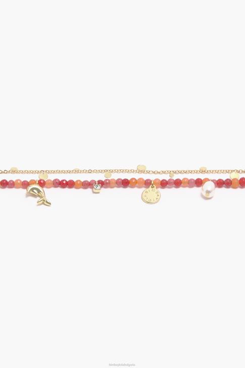 Bimba Y Lola колие делфин с къси камъни корал аксесоари 28R6R733