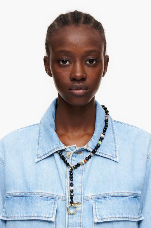 Bimba Y Lola огърлица с дълги камъни черен аксесоари 28R6R768