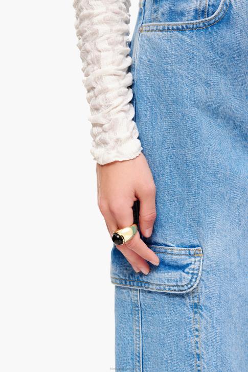 Bimba Y Lola камък широк пръстен черен аксесоари 28R6R688