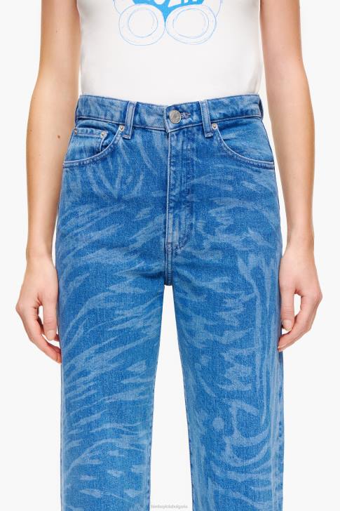 Bimba Y Lola прави изрязани дънки с щампа на крила на пеперуда син облекло 28R6R452