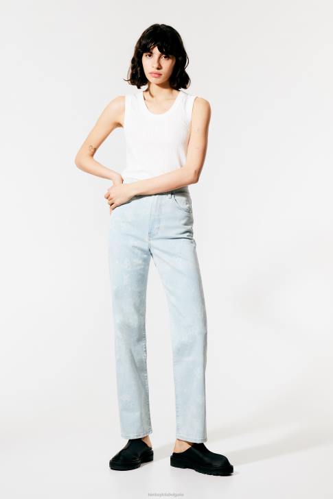 Bimba Y Lola прав изрязан - прав дънки с камуфлажен принт на панда син облекло 28R6R528