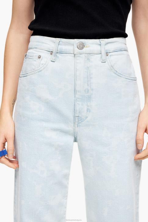 Bimba Y Lola прав изрязан - прав дънки с камуфлажен принт на панда син облекло 28R6R529