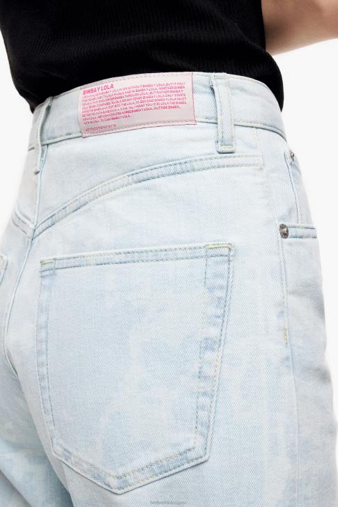 Bimba Y Lola прав изрязан - прав дънки с камуфлажен принт на панда син облекло 28R6R529