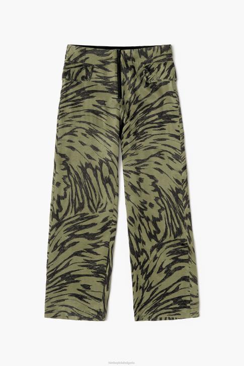 Bimba Y Lola двуцветен панталон с крила на пеперуда в цвят каки течаща облекло 28R6R402