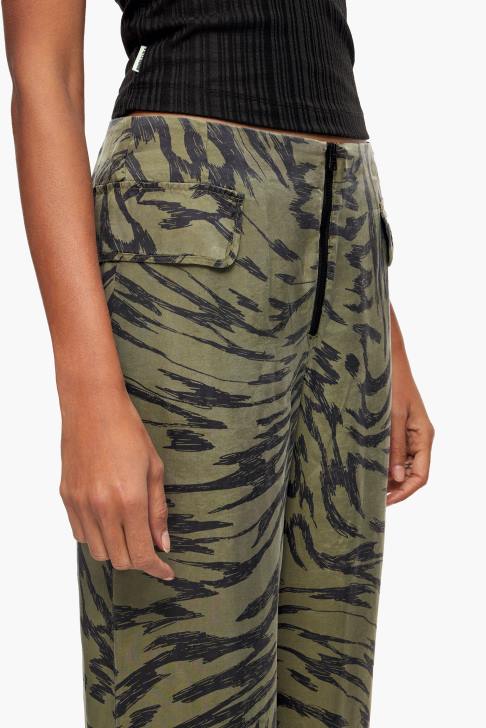 Bimba Y Lola двуцветен панталон с крила на пеперуда в цвят каки течаща облекло 28R6R402