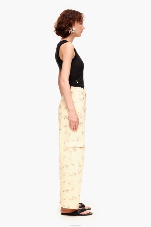 Bimba Y Lola карго - карго панталон с щампа на акрилни цветя слонова кост облекло 28R6R407