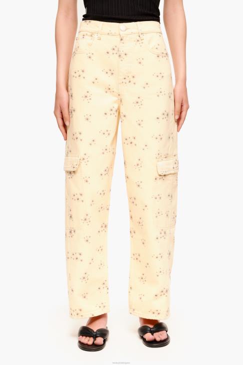 Bimba Y Lola карго - карго панталон с щампа на акрилни цветя слонова кост облекло 28R6R407