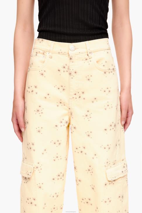 Bimba Y Lola карго - карго панталон с щампа на акрилни цветя слонова кост облекло 28R6R407