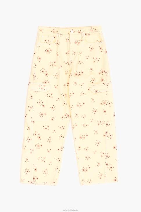 Bimba Y Lola карго - карго панталон с щампа на акрилни цветя слонова кост облекло 28R6R407