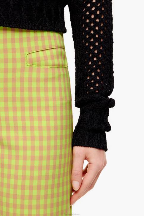 Bimba Y Lola еластични панталони от гингем лайм и кафяво облекло 28R6R436