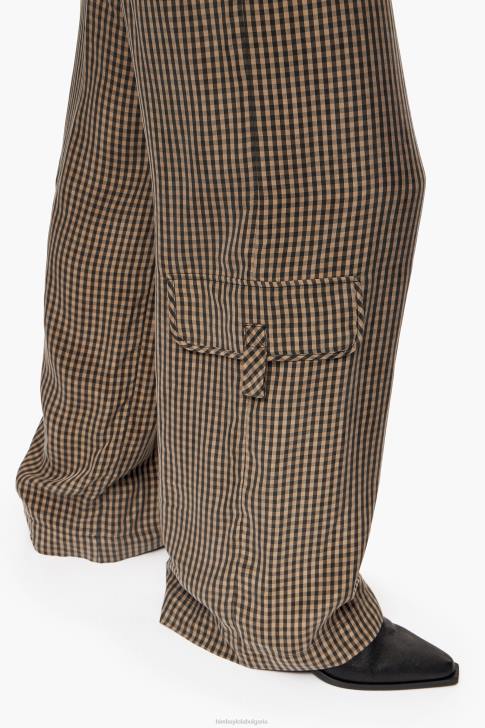Bimba Y Lola купро панталон от гингам черно и кафяво облекло 28R6R438