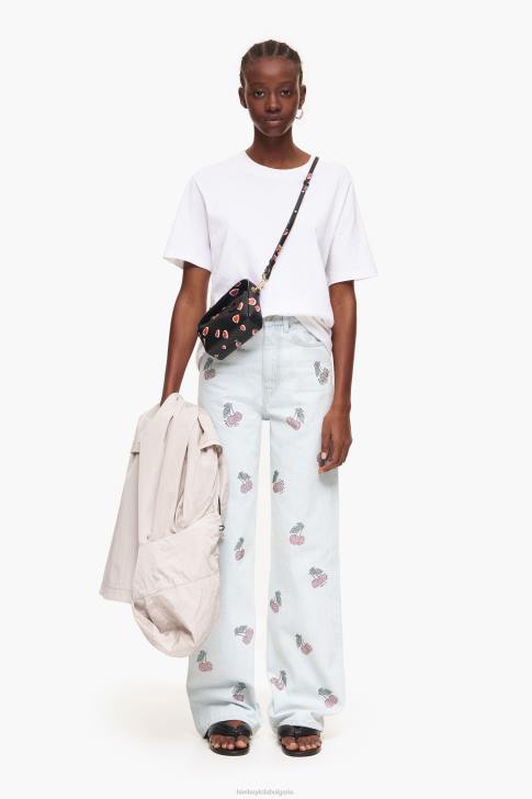 Bimba Y Lola широки крачоли - широки дънки с череши син облекло 28R6R508