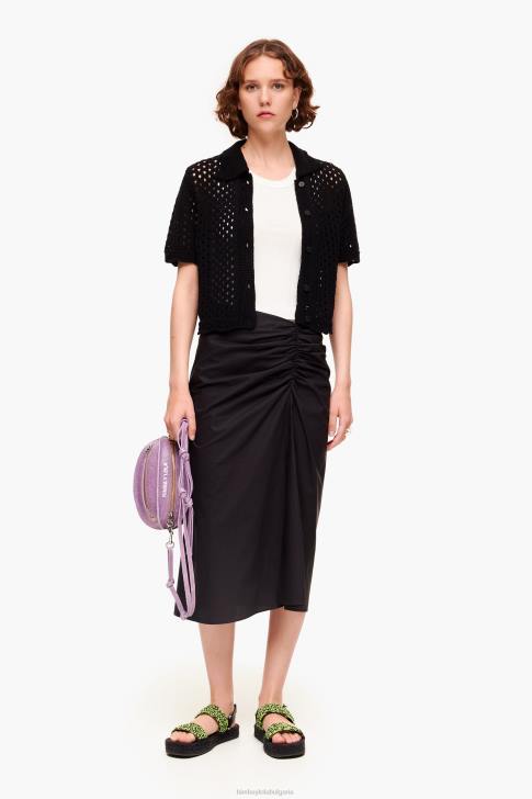 Bimba Y Lola памучна миди пола черен облекло 28R6R463