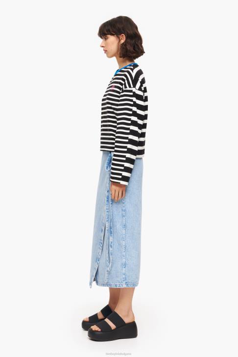 Bimba Y Lola дънкова миди пола син облекло 28R6R465