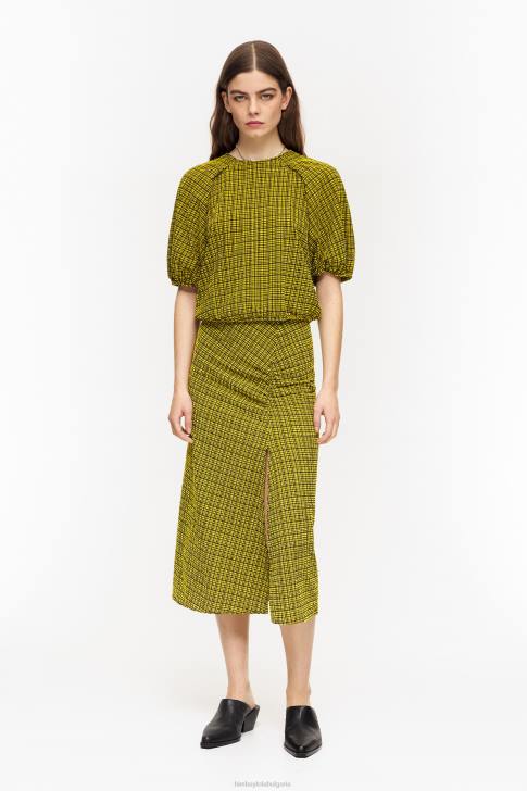 Bimba Y Lola квадратчета за миди пола жълто облекло 28R6R466