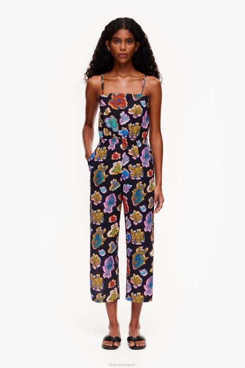 Bimba Y Lola дълъг гащеризон с риба морска течност черен облекло 28R6R177