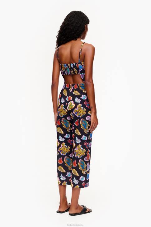 Bimba Y Lola дълъг гащеризон с риба морска течност черен облекло 28R6R177