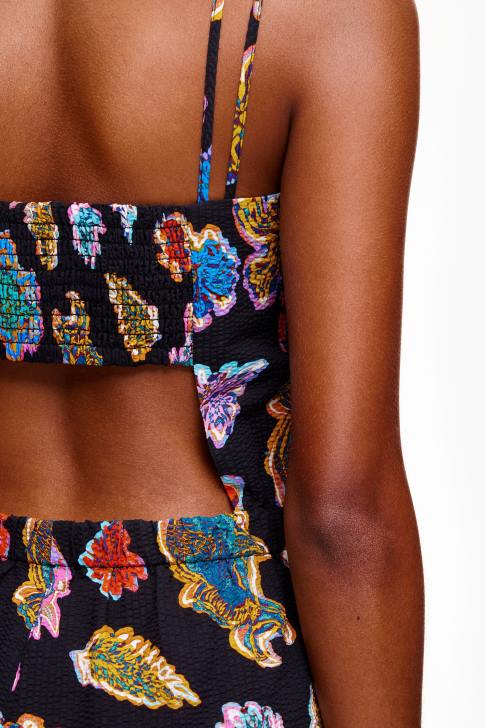 Bimba Y Lola дълъг гащеризон с риба морска течност черен облекло 28R6R177