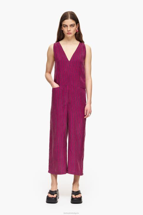 Bimba Y Lola течен гащеризон от гингам фуксия облекло 28R6R242