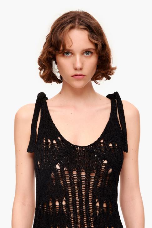 Bimba Y Lola дълга плетена рокля черен облекло 28R6R175