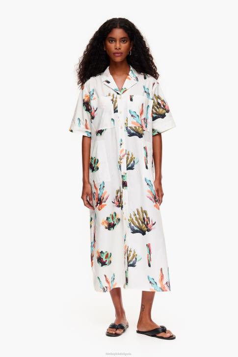 Bimba Y Lola дълга рокля с коралова щампа слонова кост облекло 28R6R181