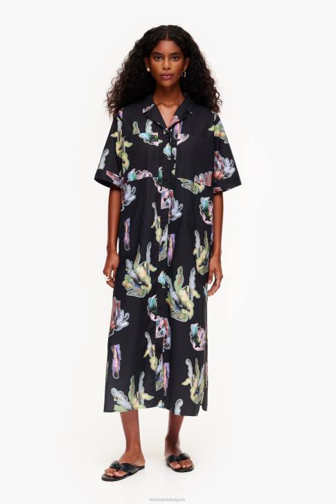 Bimba Y Lola рокля с риза с коралов принт сиво облекло 28R6R182