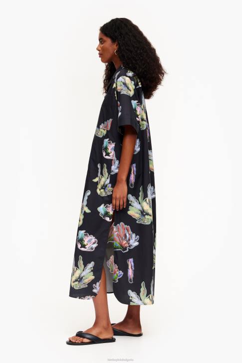 Bimba Y Lola рокля с риза с коралов принт сиво облекло 28R6R182