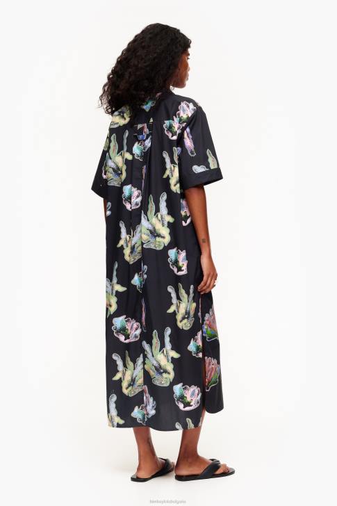 Bimba Y Lola рокля с риза с коралов принт сиво облекло 28R6R182