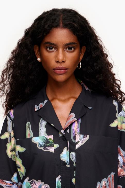 Bimba Y Lola рокля с риза с коралов принт сиво облекло 28R6R182