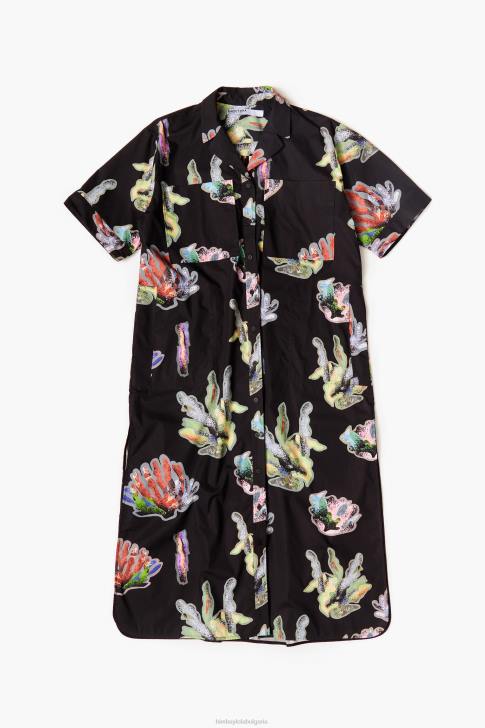 Bimba Y Lola рокля с риза с коралов принт сиво облекло 28R6R182