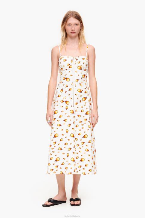 Bimba Y Lola макси рокля с огнена щампа бяло облекло 28R6R197