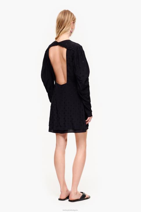 Bimba Y Lola къса течна жакардова рокля черен облекло 28R6R199