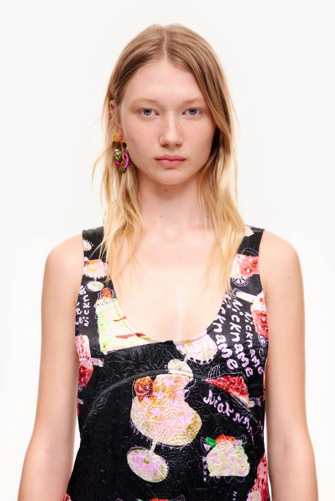 Bimba Y Lola рокля с текстуриран принт псевдоним снимка облекло 28R6R200