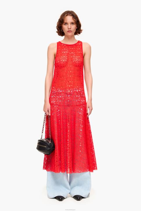 Bimba Y Lola ажурна макси рокля корал облекло 28R6R207