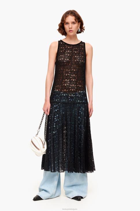 Bimba Y Lola ажурна макси рокля черен облекло 28R6R208
