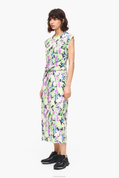 Bimba Y Lola вталена миди рокля с графити и цветя люляк облекло 28R6R215