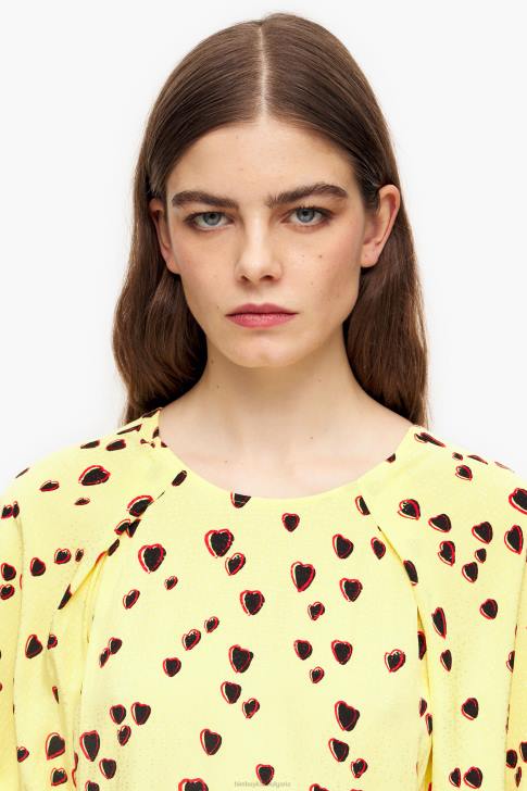 Bimba Y Lola миди рокля с принт на малки сърца жълто облекло 28R6R221