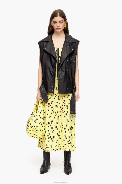 Bimba Y Lola дълга рокля с принт на малки сърца жълто облекло 28R6R222