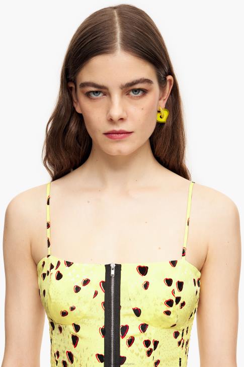 Bimba Y Lola дълга рокля с принт на малки сърца жълто облекло 28R6R222