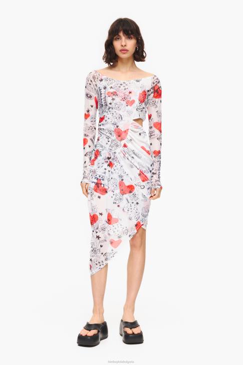 Bimba Y Lola вталена миди рокля с принт на сърце псевдоним облекло 28R6R224