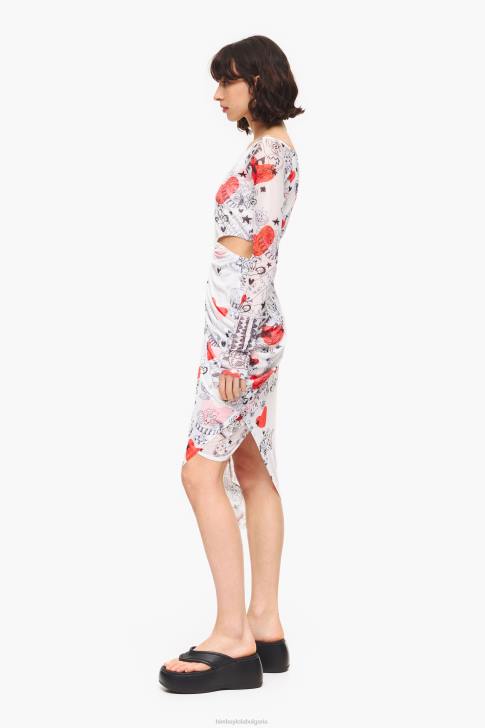 Bimba Y Lola вталена миди рокля с принт на сърце псевдоним облекло 28R6R224