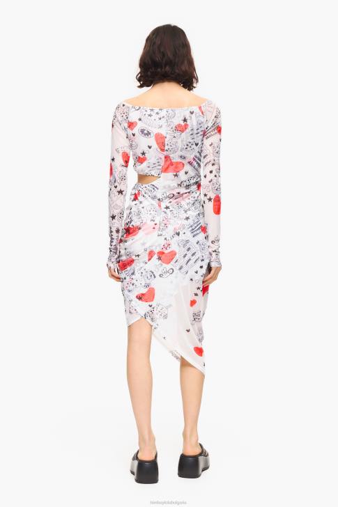 Bimba Y Lola вталена миди рокля с принт на сърце псевдоним облекло 28R6R224